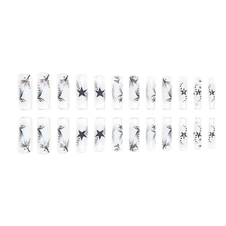 Star-Accented Stylish Long Press-On Nails Bowlift