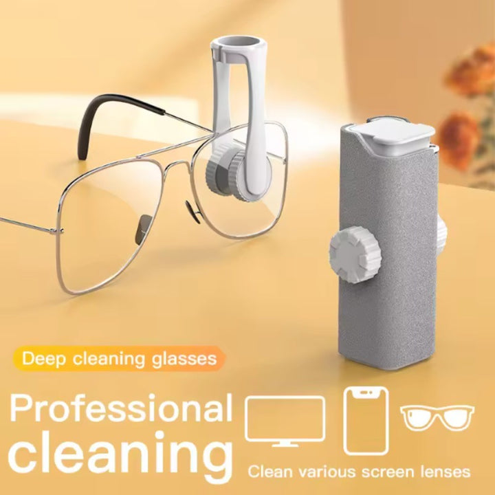 Portable electric eyeglass cleaning kit with microfiber cloth spray and compact storage Bowlift