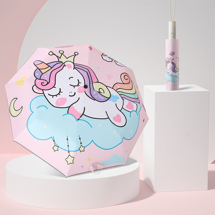 Ladies Folding Umbrella with Animal Motifs Bowlift