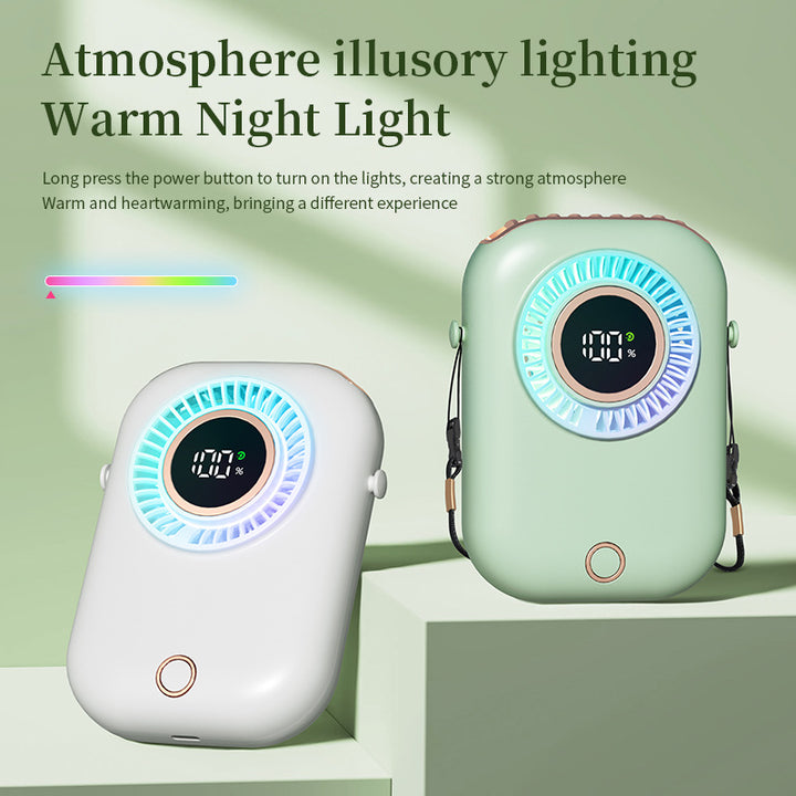 Unisex Portable Digital Rechargeable Hanging Fan Bowlift