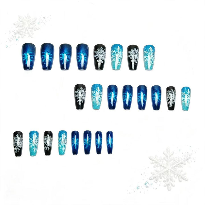 Creative Artificial Nails in Winter Snowflake Design Bowlift
