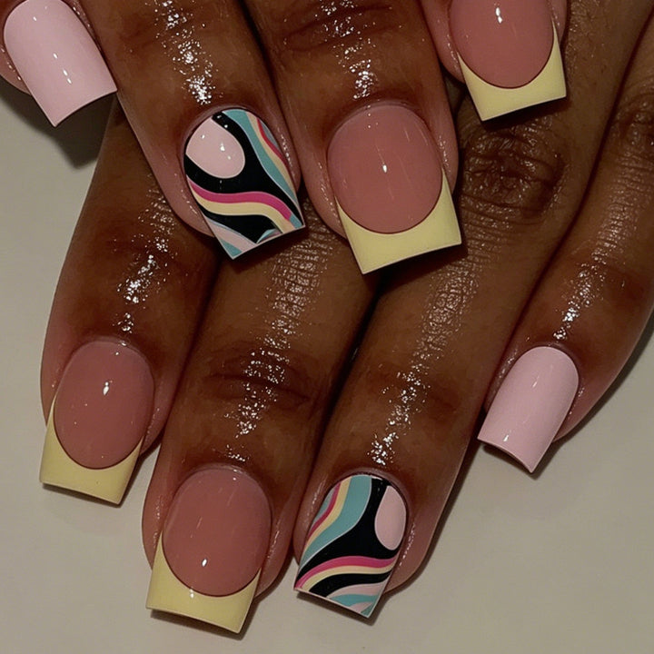 Artistic French Tip Nail Design Bowlift