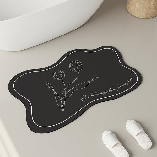 Elegant Floral Design Bath Mat Bowlift