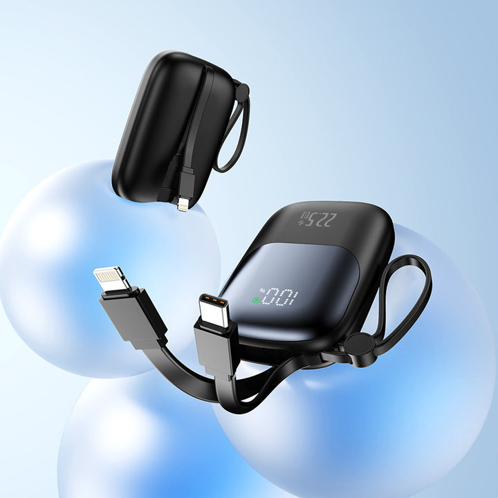Portable power bank with integrated charging port and LED display Bowlift