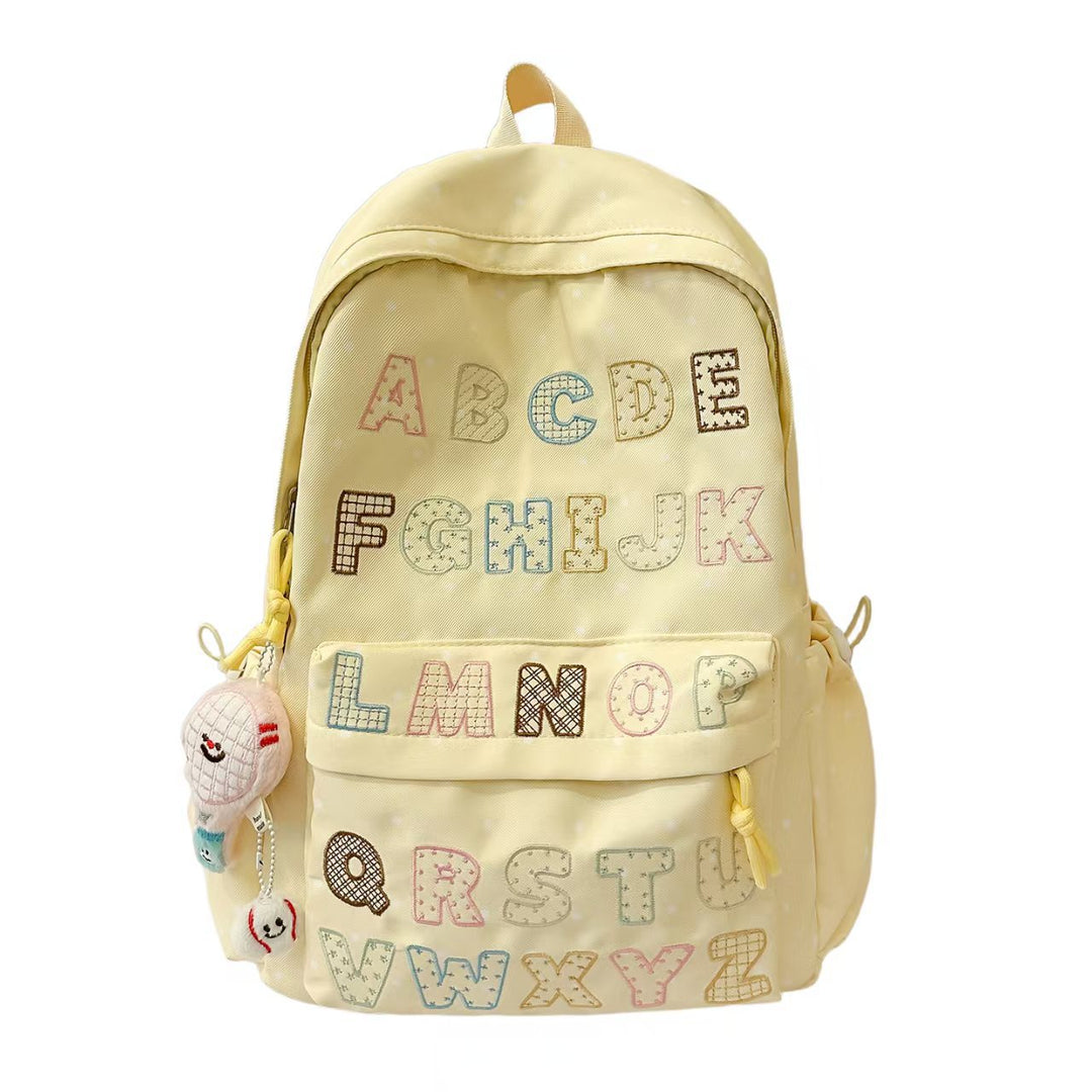 Backpack with Innovative ABC Motif and Multifunctional Pockets Bowlift
