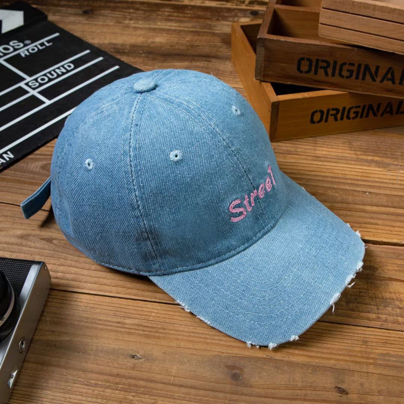 Women's Distressed Denim Baseball Cap Bowlift 1784084141