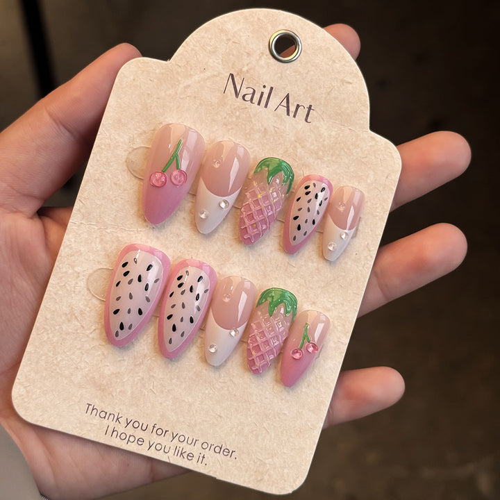 Artistic Fruit-Themed Press-On Nail Set Bowlift