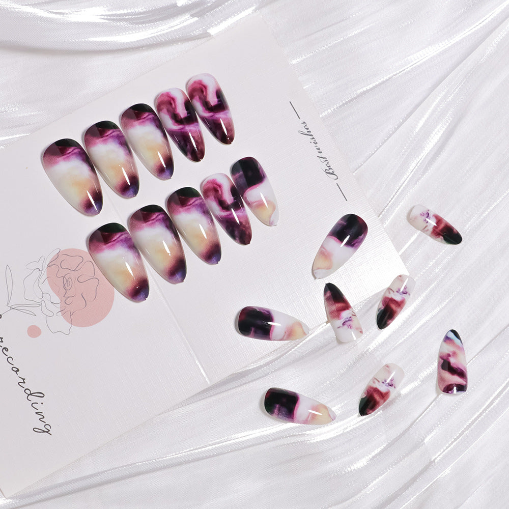 Elegant Marble Swirl Press-On Nails Bowlift