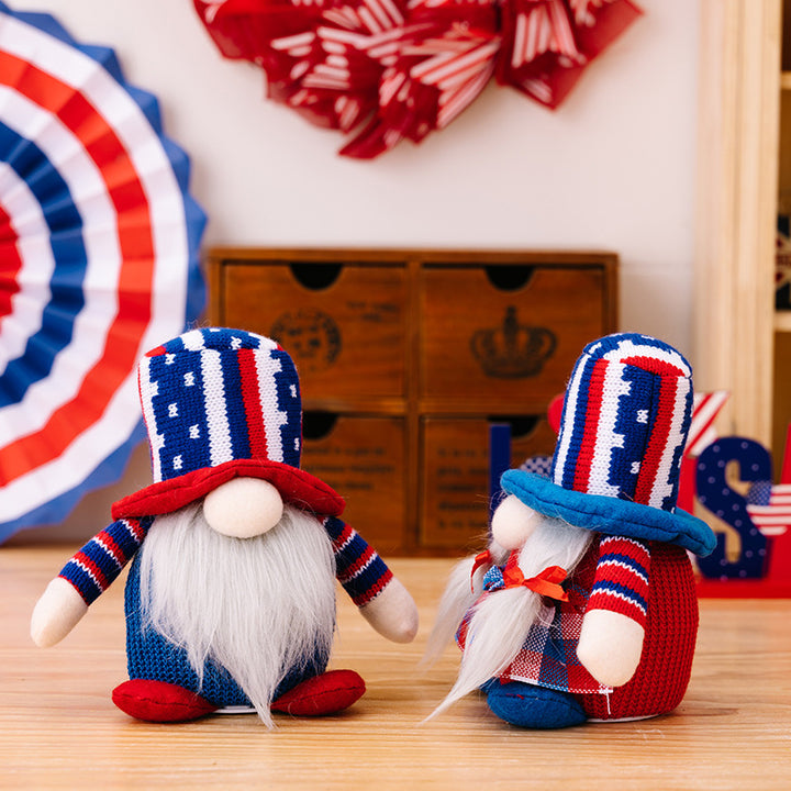 Unisex decorative fabric gnome as festive table and shelf decoration with knitted pointed hat and faux fur beard Bowlift