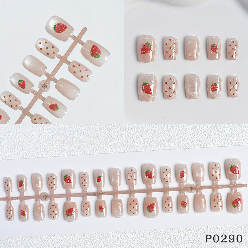 Strawberry Decorated Press-On Nails Bowlift