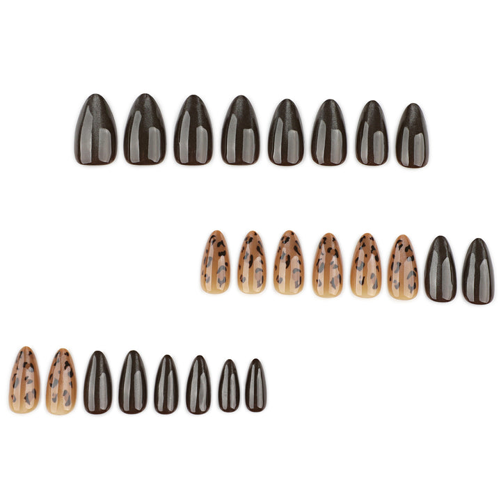 Artful nail extensions with unique leopard pattern and shine Bowlift