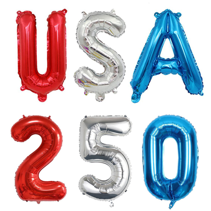 Unisex nan patriotic party decoration set with paper fans bunting pom poms star garlands and foil letter balloons Bowlift