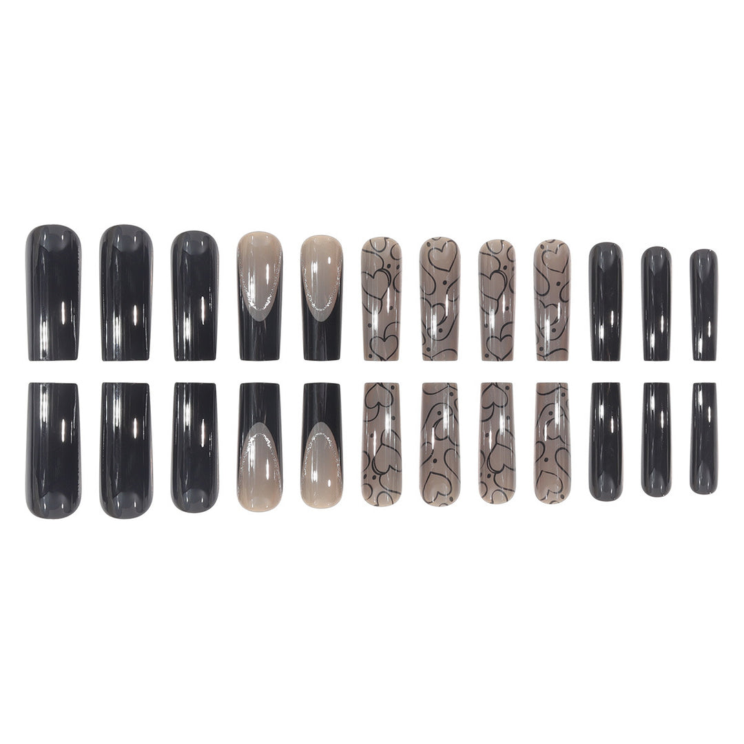 Artistic Heart-Patterned Stiletto Press-On Nails Bowlift