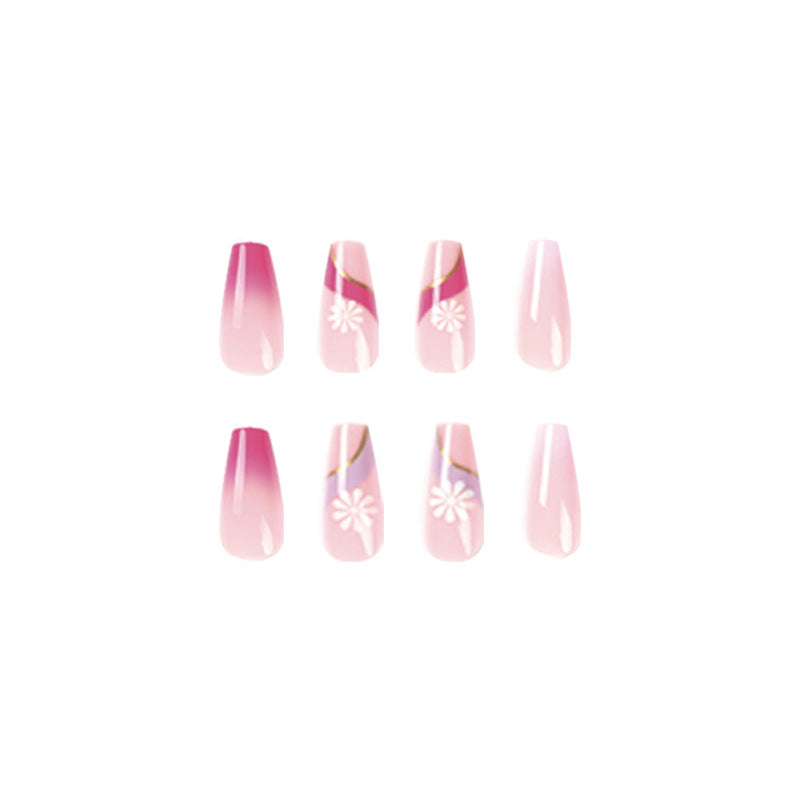 Artful nail extensions with colorful ombre design and floral accents Bowlift