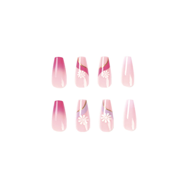 Artful nail extensions with colorful ombre design and floral accents Bowlift