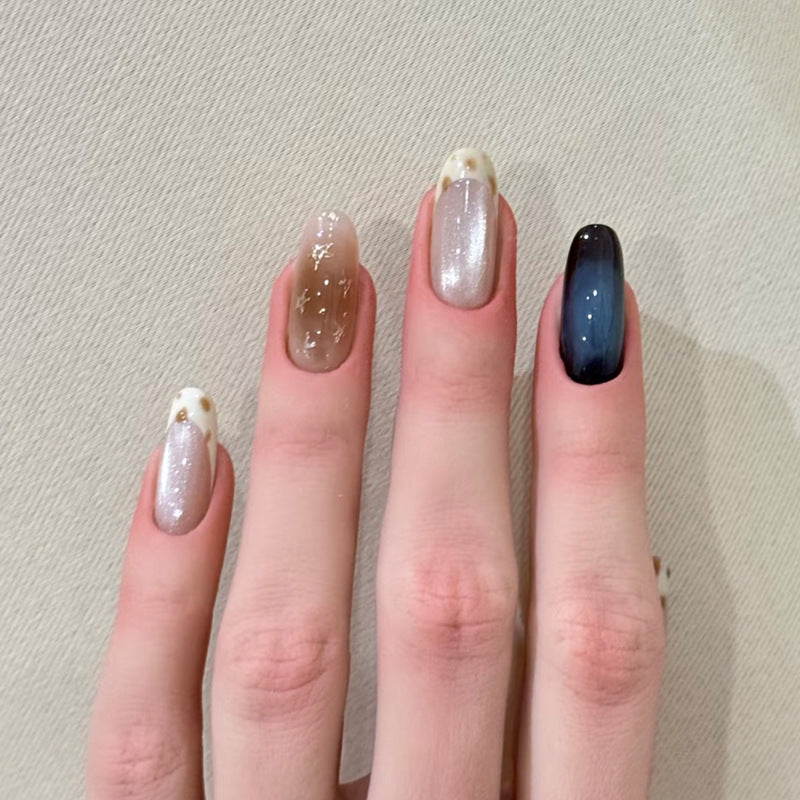 Artistic Press-On Nail Set with Glossy Finish and Unique Patterns Bowlift