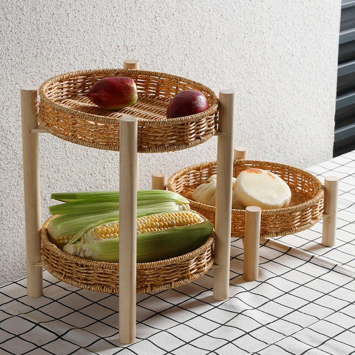 Unisex Round Storage Bowl with Wooden Legs Bowlift