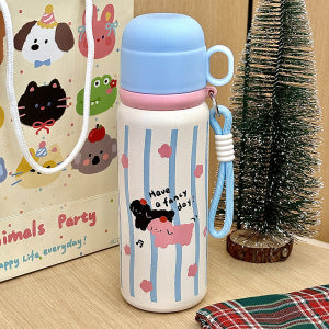 Women's Insulated Water Bottle with Secure Carry Handle and Creative Animal Design Bowlift