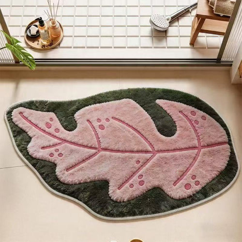 Leaf-Shaped Plush Memory Foam Bath Mat
