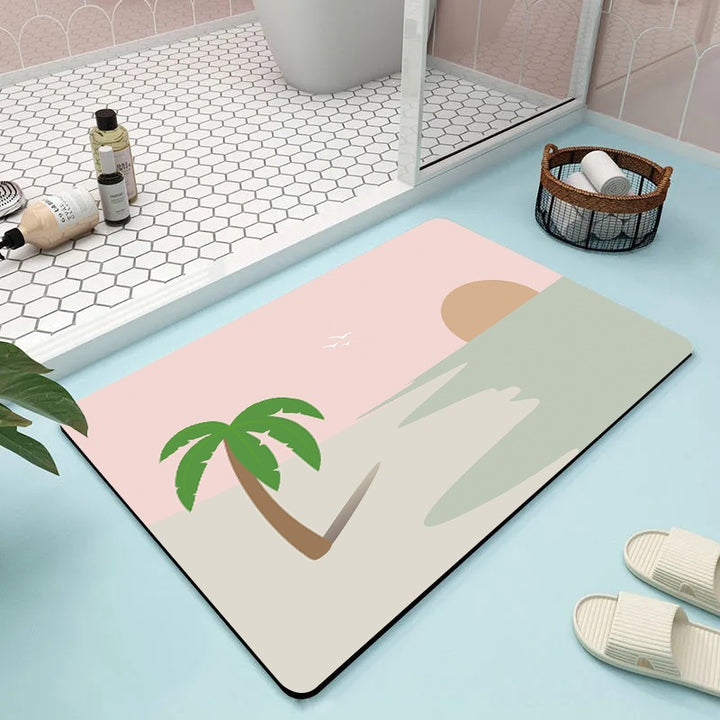 Abstract Floral Bathroom Mat