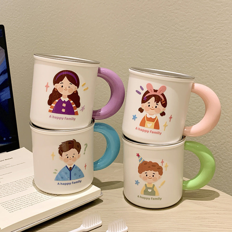 Stainless steel ceramic mug with cheerful family motif Bowlift