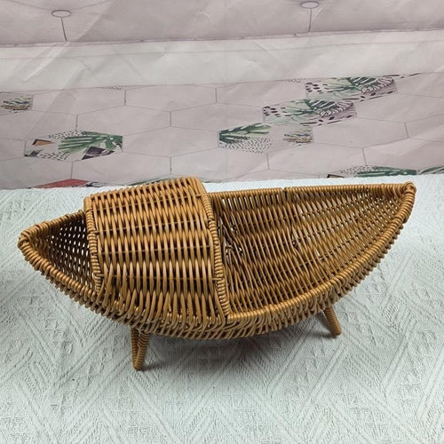 Decorative Woven Boat-Shaped Basket Bowlift
