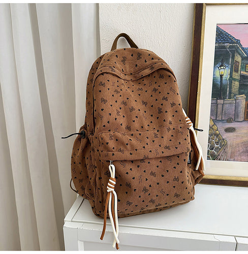Corduroy Patterned Backpack