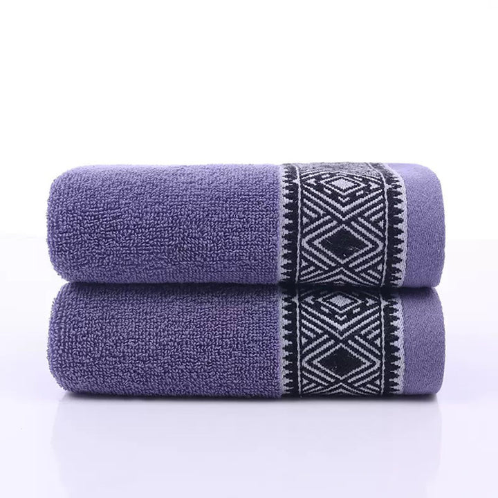 Terry Bath Towel Set With Elegant Geometric Border Bowlift