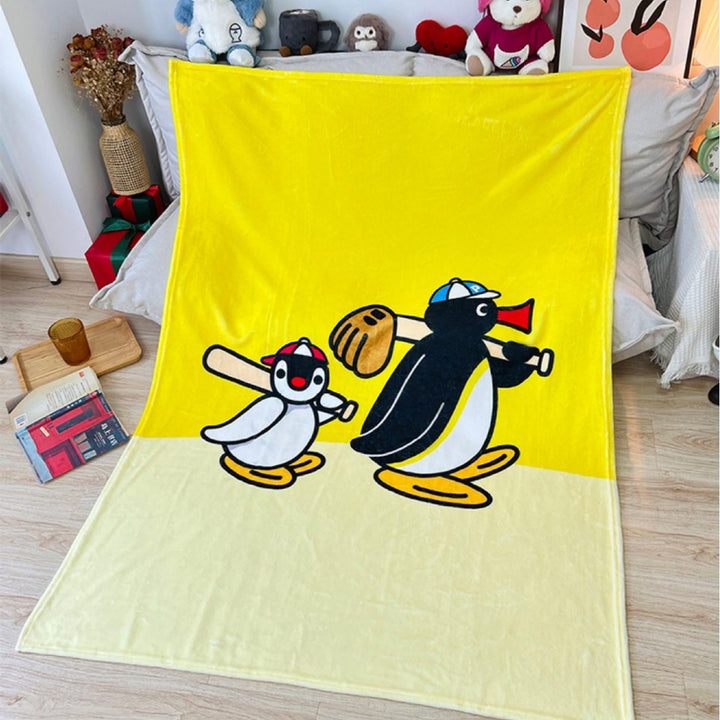 Fun Illustrated Penguin Plush Throw Blanket