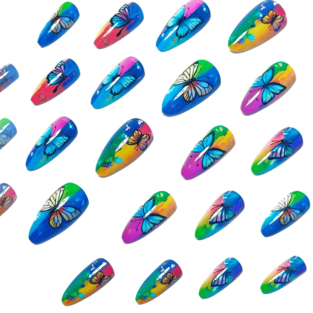 Butterfly-Inspired Vibrant Nail Art Bowlift