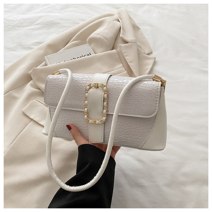 Crocodile Patterned Chain Strap Handbag Bowlift