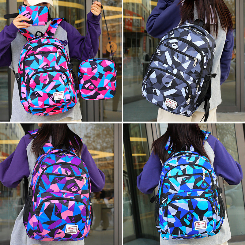 Versatile backpack set with creative geometric patterns Bowlift