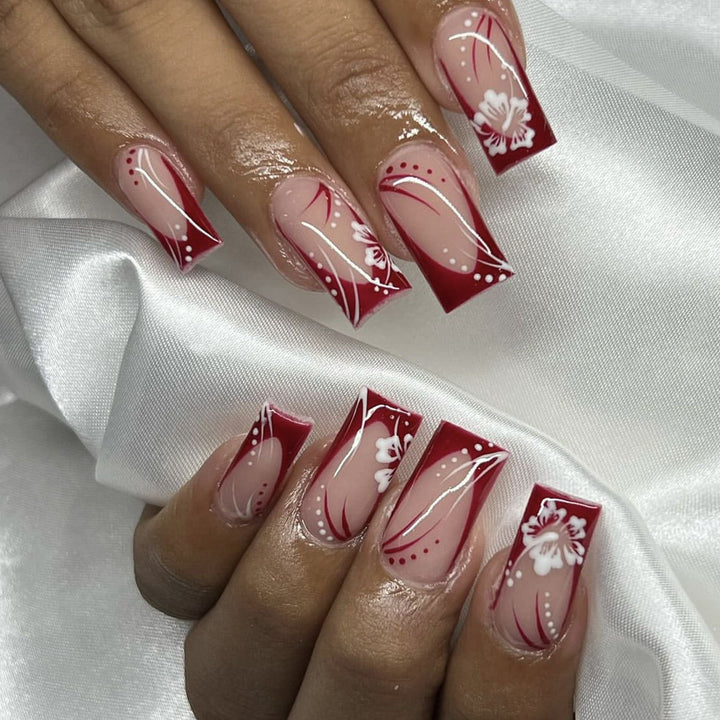Elegant Floral Acrylic Nail Art Extensions Bowlift 1789713557