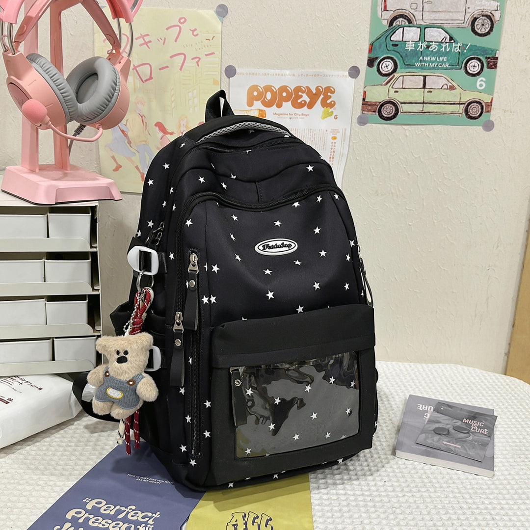 Star-Print Multi-Functional School Backpack Bowlift