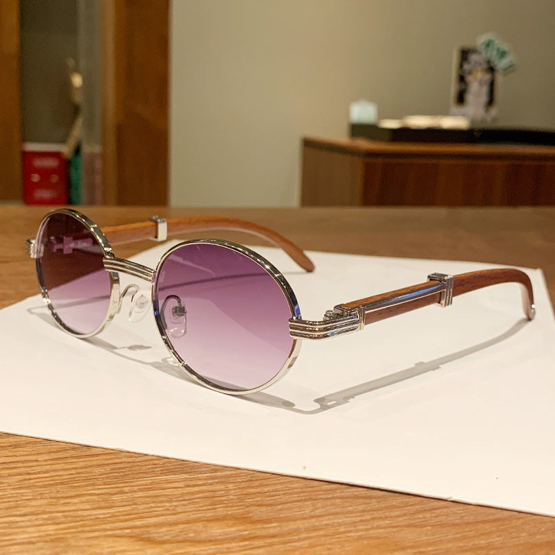 Women's Vintage-Style Sunglasses with Wooden Inner Frame Bowlift