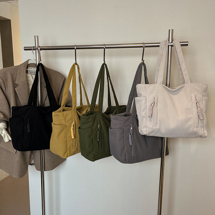Corduroy Multi-Pocket Tote Bag Bowlift