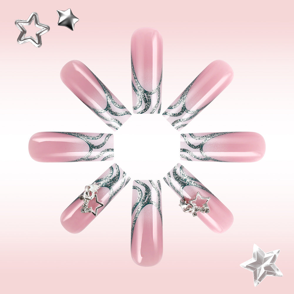 Glittery Star-Embellished Press-On Nails Bowlift