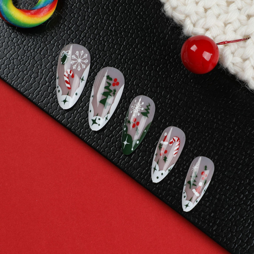 Trendy Christmas Art Gel Nails Bowlift