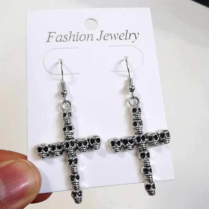 Gothic Skull Cross Earrings Bowlift