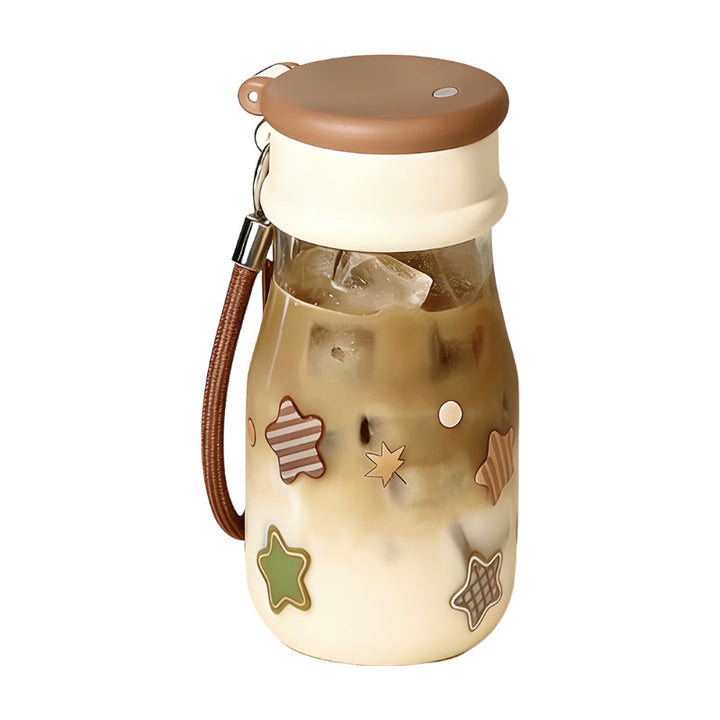 Ladies drinking bottle with playful print and practical carrying handle Bowlift