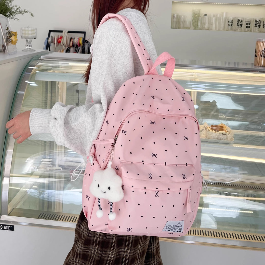 Fun Bow-Patterned Daily Backpack