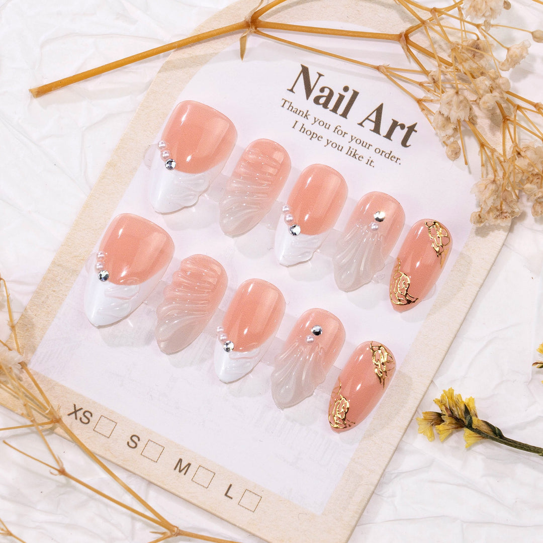 Artistic 3D Floral Design Press-On Nails Bowlift