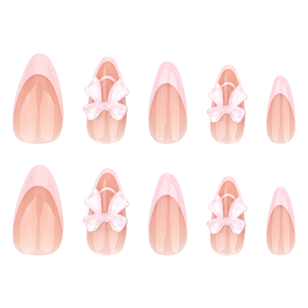 Artistic Nail Extensions with Transparent Bow Accents Bowlift