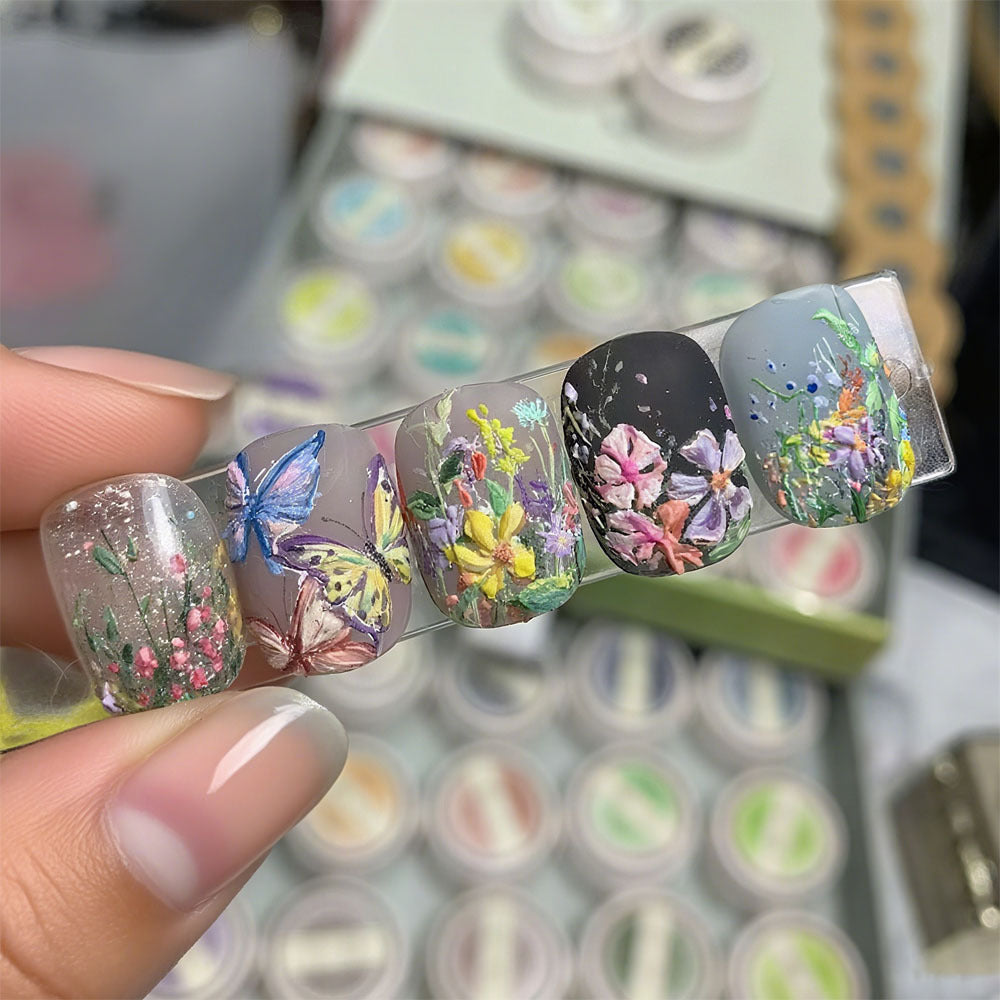 Artificial Nail Set with Floral 3D Designs Bowlift