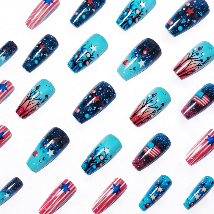 Artificial nails with creative galaxy and star patterns Bowlift