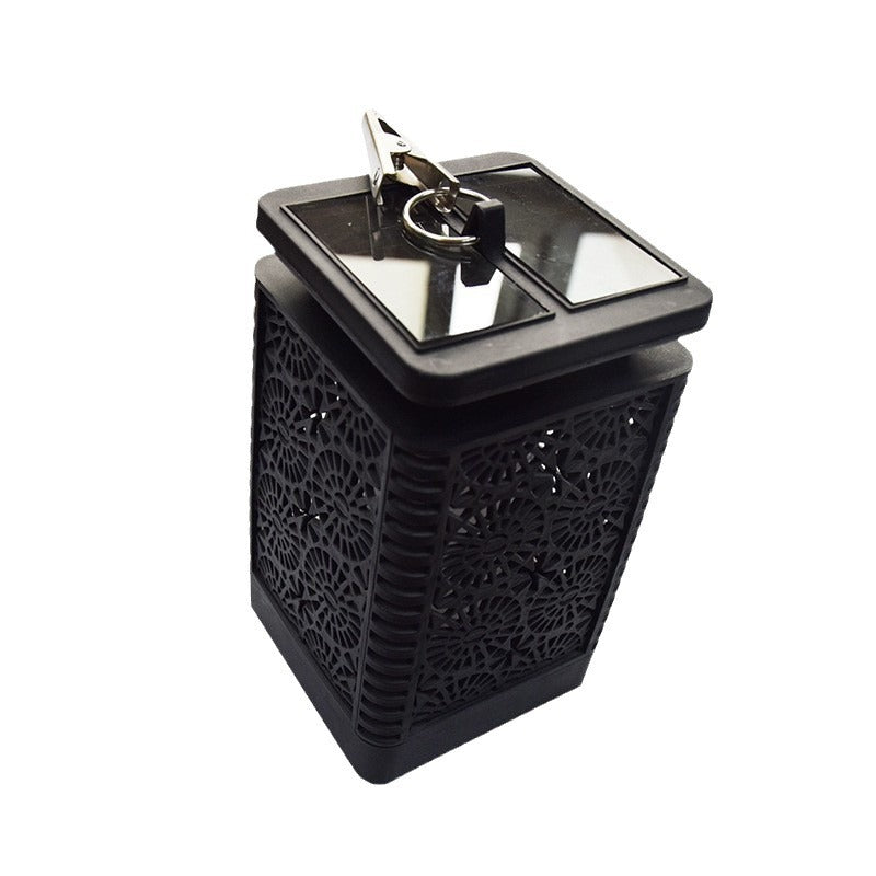 Decorative Solar-Powered Metal Lantern With Filigree Cutout And Flickering LED Flame Effect Bowlift