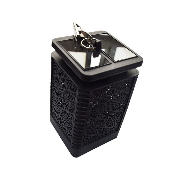 Decorative Solar-Powered Metal Lantern With Filigree Cutout And Flickering LED Flame Effect Bowlift
