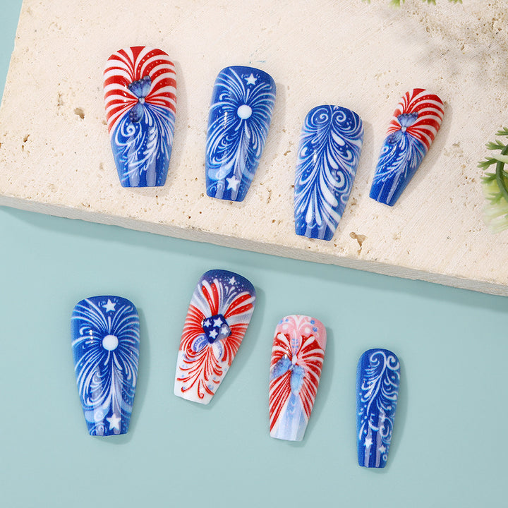 Creative acrylic nails with patriotic patterns Bowlift