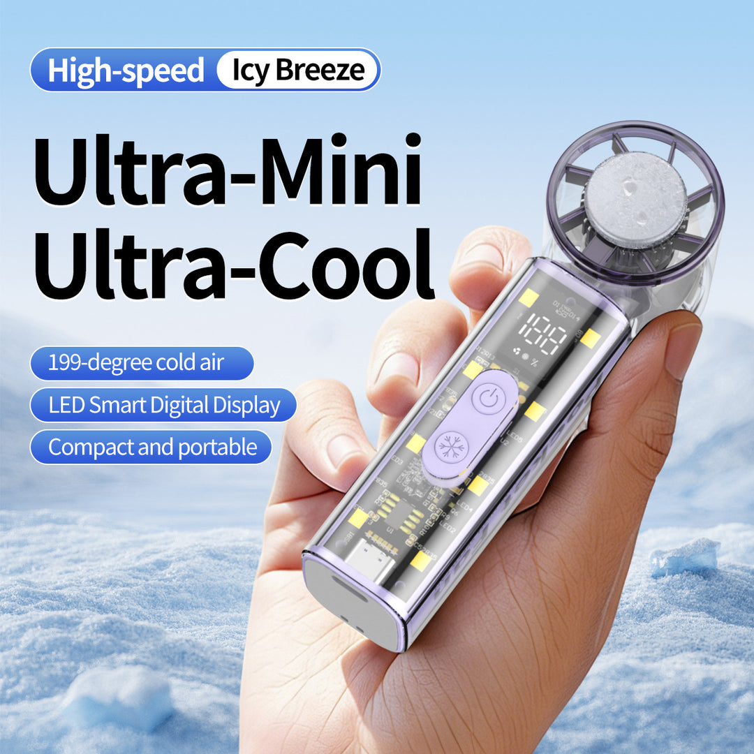 Women's Portable Mini Fan with Transparent Housing Bowlift