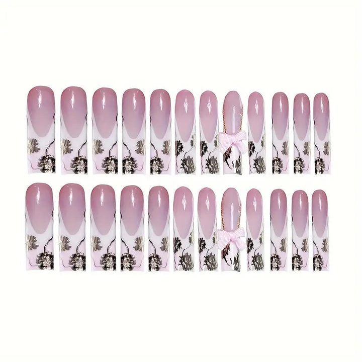 Floral Accent Decorative Press-On Nails Bowlift